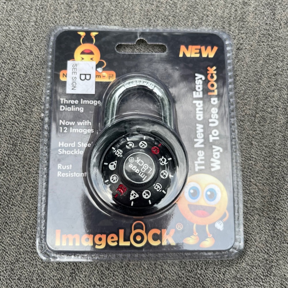 ImageLock Emoji Combination Padlock Black 3-Image Dial Steel Shackle X001NQV82P